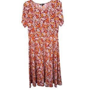 Urban Coco Ditsy Floral Fit N Flare Midi Dress‎ Size Large Cottage Core Retro